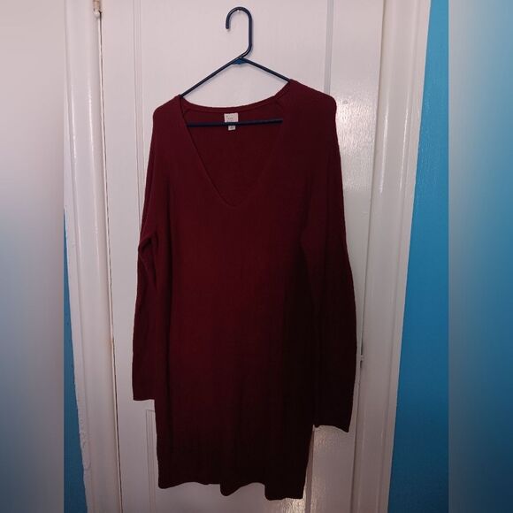 A New Day Burgundy Sweater Dress Pre-owned - Picture 1 of 9